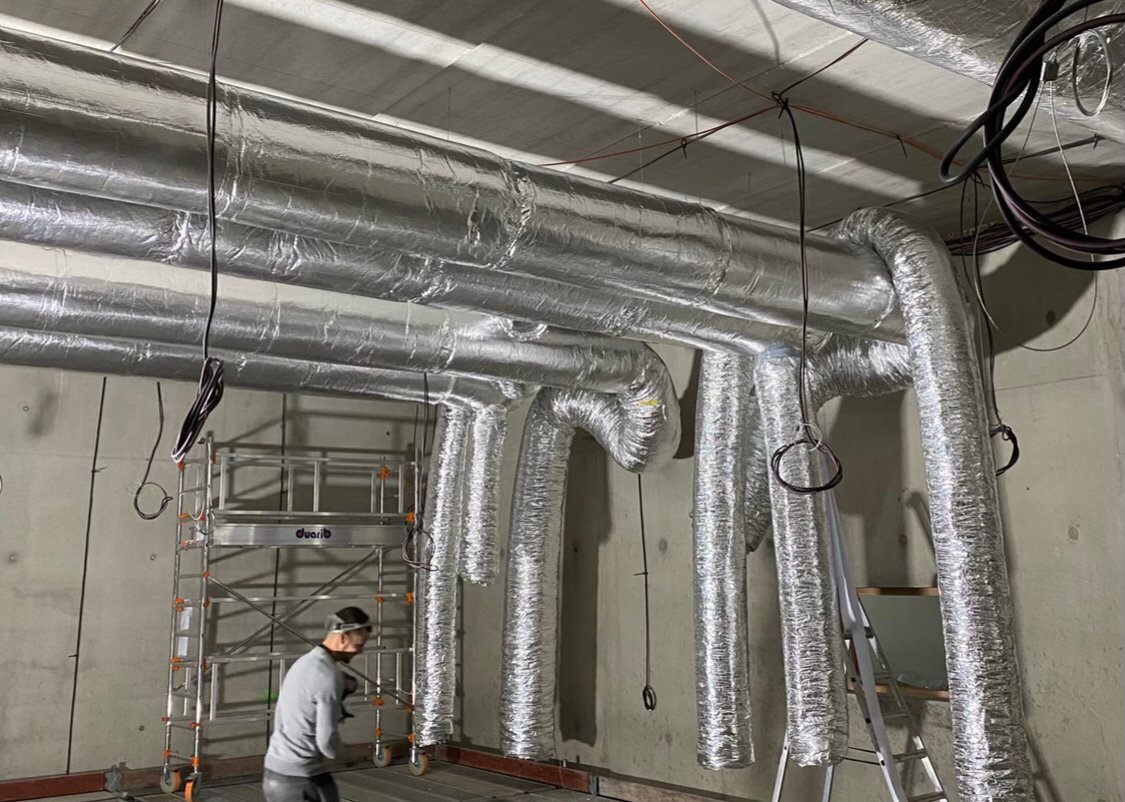 Calorifugeage gaines circulaires chantier